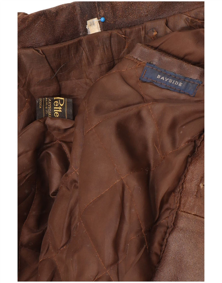 Bayside Mens Leather Jacket UK 42 XL Brown Leather