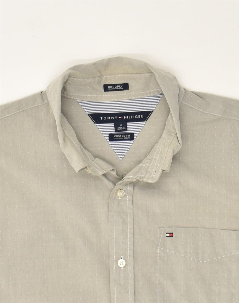 TOMMY HILFIGER Mens 80'S Two Ply Custom Fit Shirt Medium Grey Cotton | Vintage Tommy Hilfiger | Thrift | Second-Hand Tommy Hilfiger | Used Clothing | Messina Hembry 