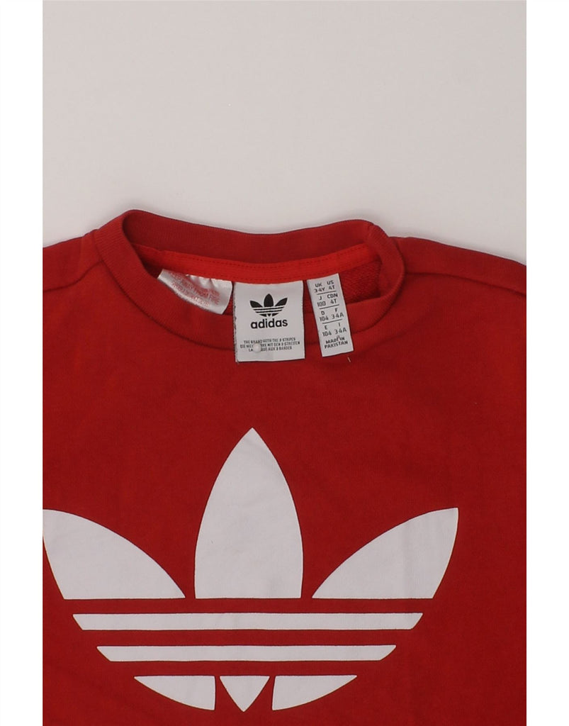 ADIDAS Girls Graphic Sweatshirt Jumper 3-4 Years Red Cotton | Vintage Adidas | Thrift | Second-Hand Adidas | Used Clothing | Messina Hembry 