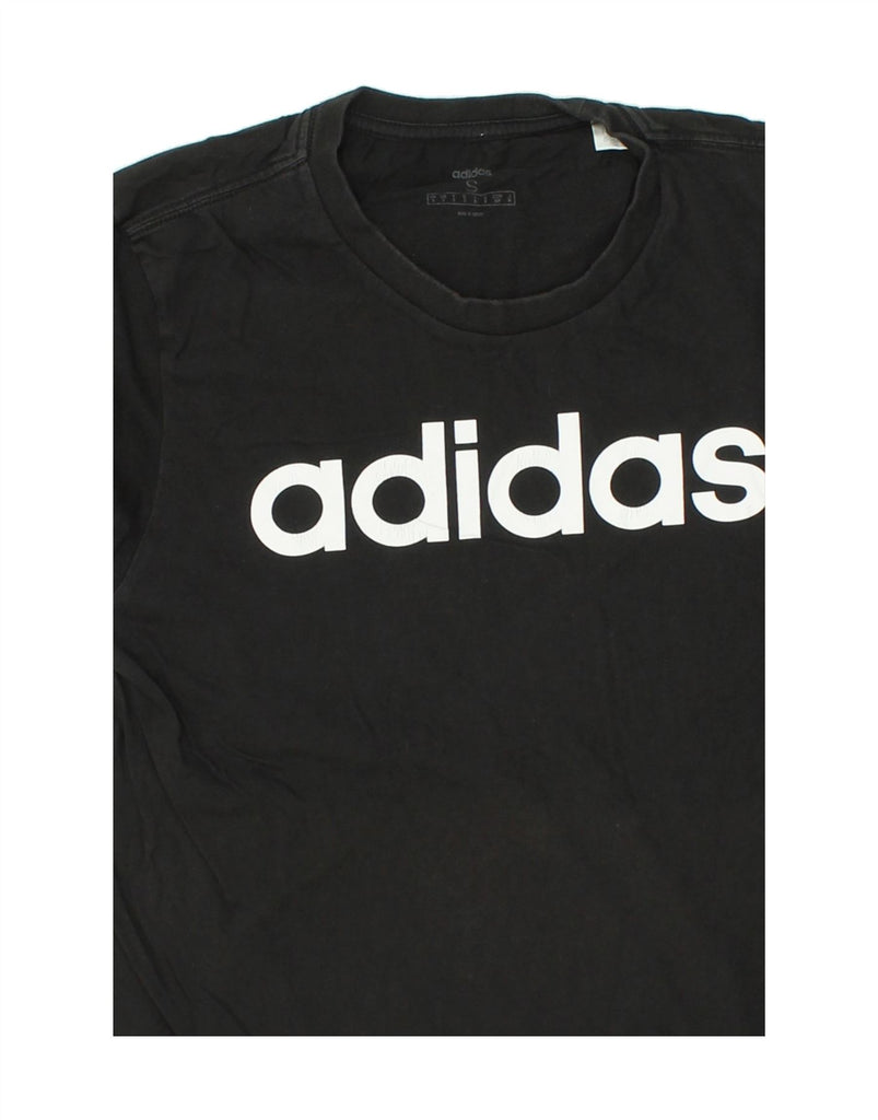 ADIDAS Womens Graphic T-Shirt Top UK 10 Small Black Cotton | Vintage Adidas | Thrift | Second-Hand Adidas | Used Clothing | Messina Hembry 