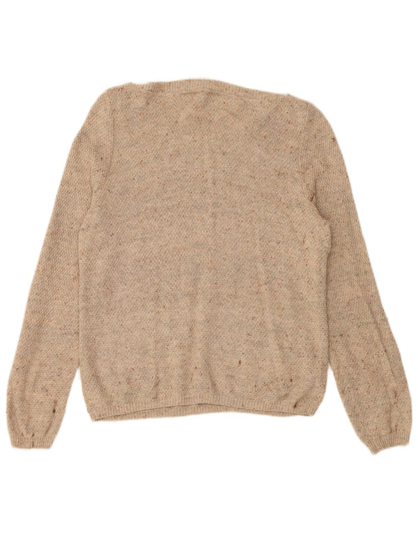 FAT FACE Womens Boat Neck Jumper Sweater UK 14 Large Beige