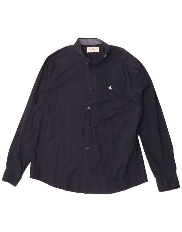 Penguin Mens Shirt 2XL Navy Blue Cotton