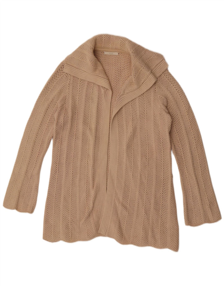 Marks & Spencer Womens Longline Open Cardigan Sweater UK 14 Large Beige
