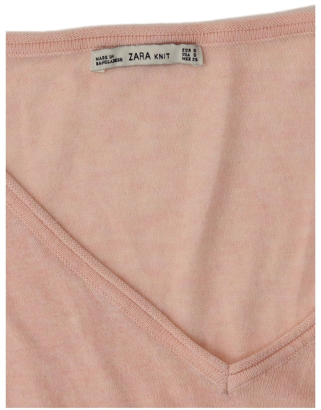 Zara Womens V-Neck Jumper Sweater UK 10 Small Pink