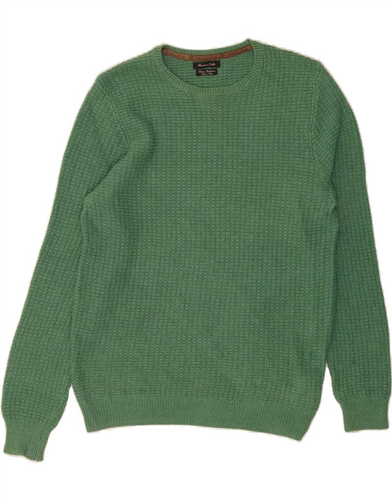 MASSIMO DUTTI Mens Crew Neck Jumper Sweater Medium Green Cotton Vintage Massimo Dutti and Second-Hand Massimo Dutti from Messina Hembry 