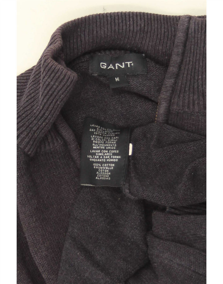 Gant Mens Zip Neck Jumper Sweater Medium Navy Blue Flecked Cotton