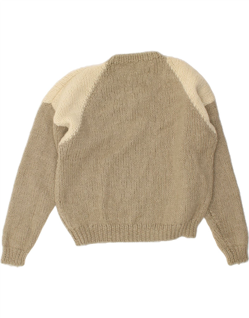 VINTAGE Womens Crew Neck Jumper Sweater UK 16 Large Grey Colourblock | Vintage Vintage | Thrift | Second-Hand Vintage | Used Clothing | Messina Hembry 