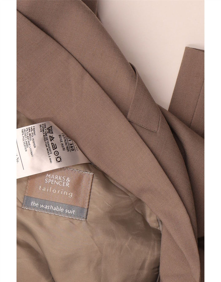 Marks & Spencer Mens 2 Button Blazer Jacket UK 42 XL Beige Polyester
