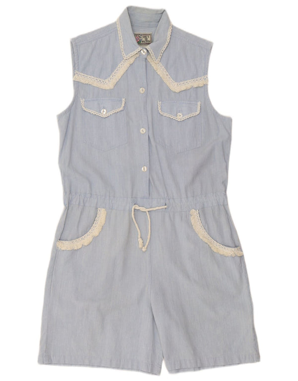 Vintage Womens Sleeveless Playsuit UK 16 Large Blue