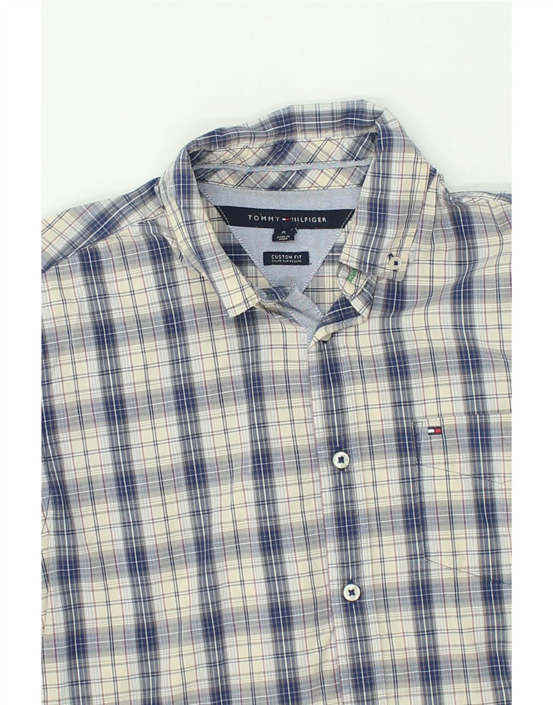 TOMMY HILFIGER Mens Custom Fit Shirt Medium Navy Blue Check Cotton | Vintage Tommy Hilfiger | Thrift | Second-Hand Tommy Hilfiger | Used Clothing | Messina Hembry 