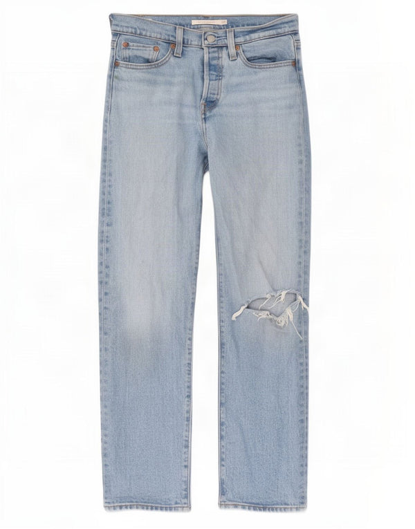 Levi's Womens Wedge Distressed Straight Jeans W25 L28 Blue Cotton