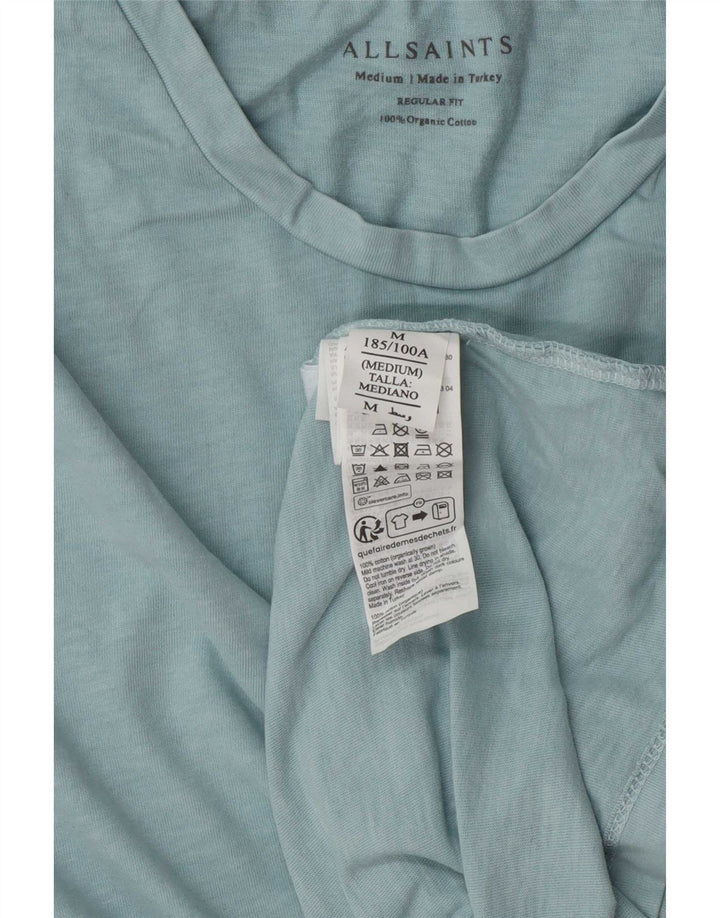 All Saints Mens Regular Fit T-Shirt Top Medium Blue Cotton