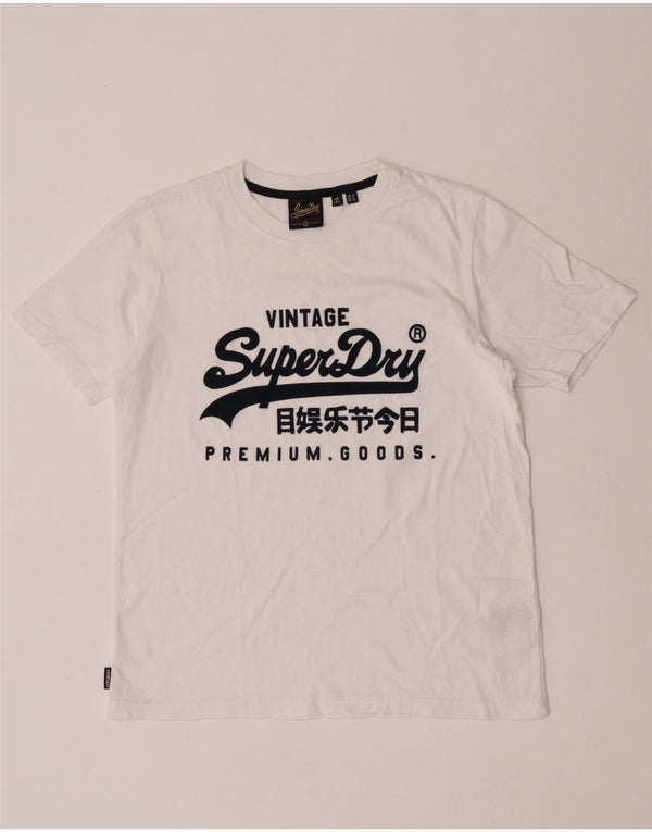 Superdry Womens Graphic T-Shirt Top UK 10 Small White Cotton