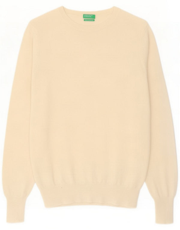 Benetton Womens Boat Neck Jumper Sweater UK 18 XL Off White Virgin Wool