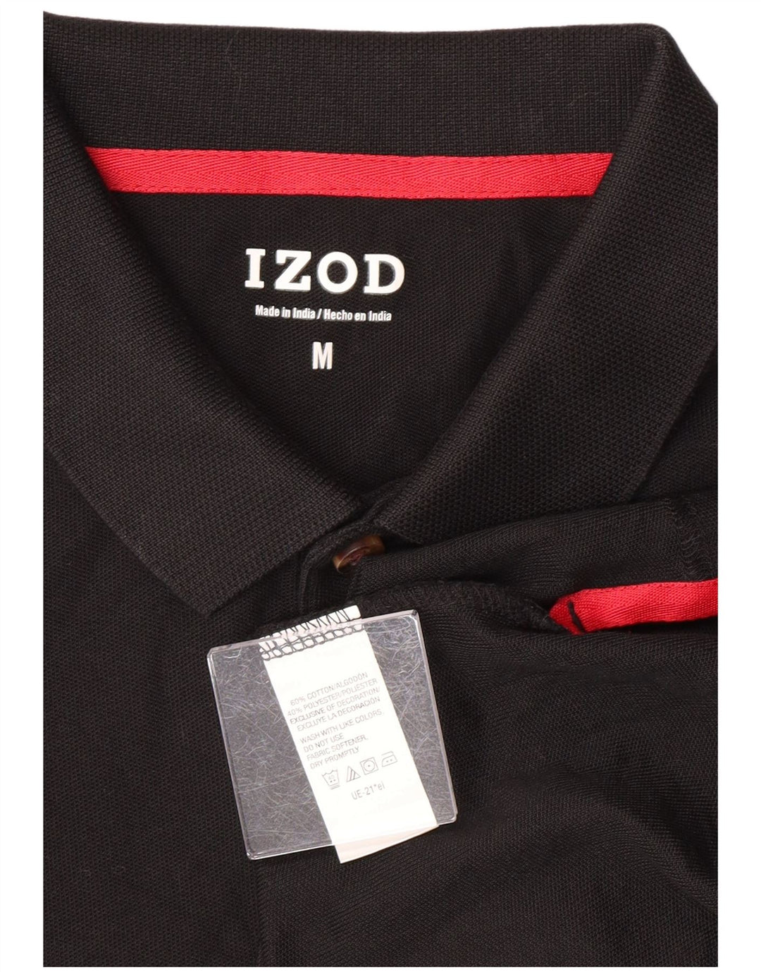 Izod Mens Polo Shirt Medium Black Cotton