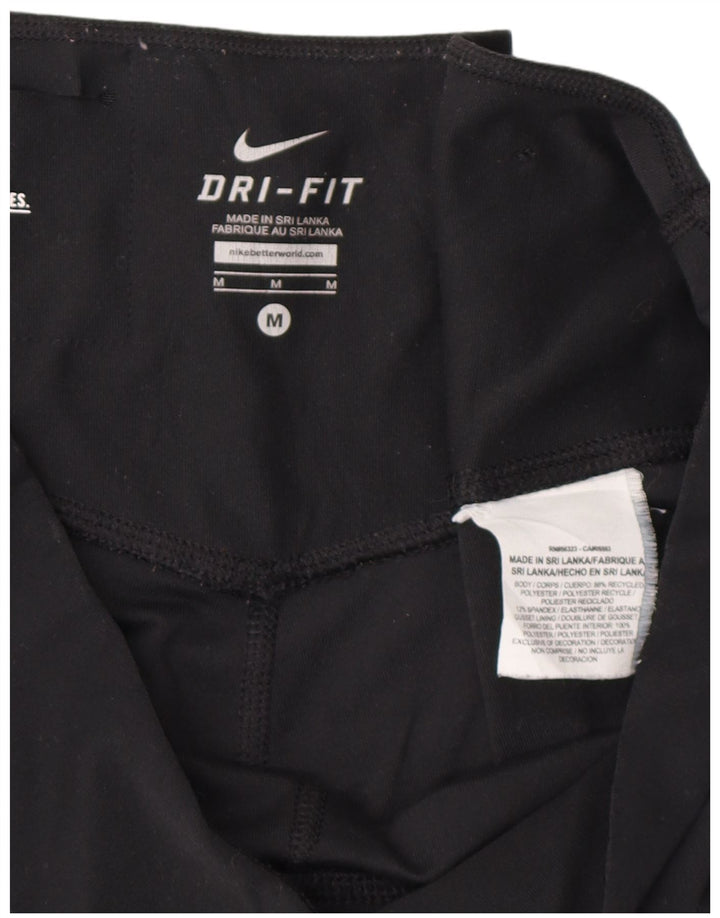 NIKE Womens Dri Fit Capri Leggings UK 14 Medium  Black Polyester