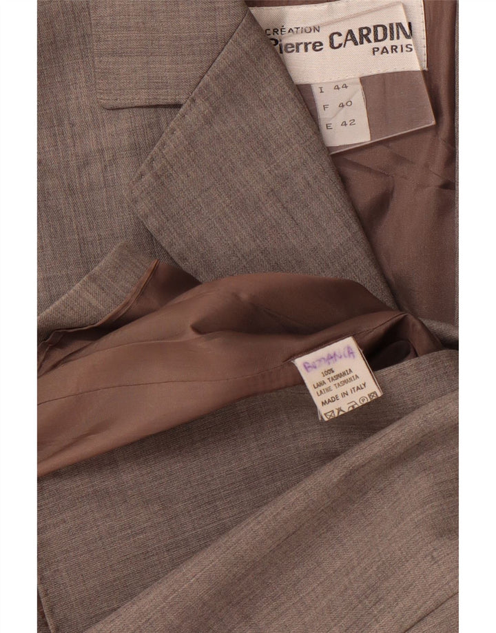 PIERRE CARDIN Womens 3 Button Blazer Jacket EU 42 Medium Grey Pinstripe