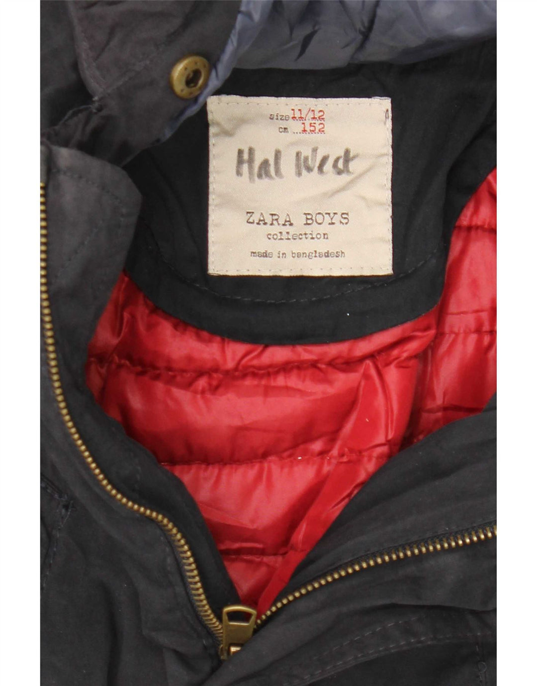 Zara Boys Hooded Parka Jacket 11-12 Years Navy Blue