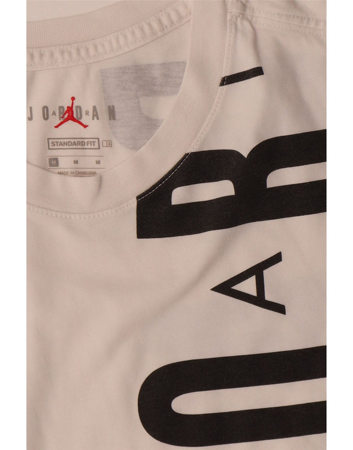 Jordan Mens Standard Fit Graphic T-Shirt Top Medium White Cotton