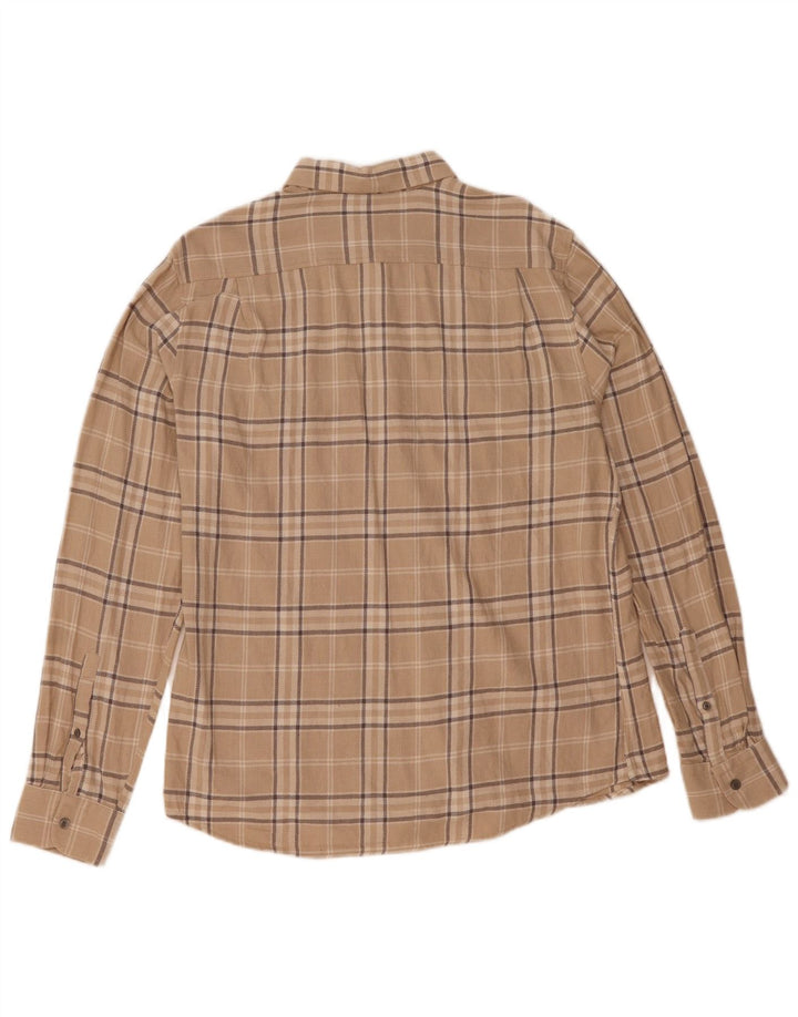 Reiss Mens Regular Fit Flannel Shirt XL Beige Check Cotton