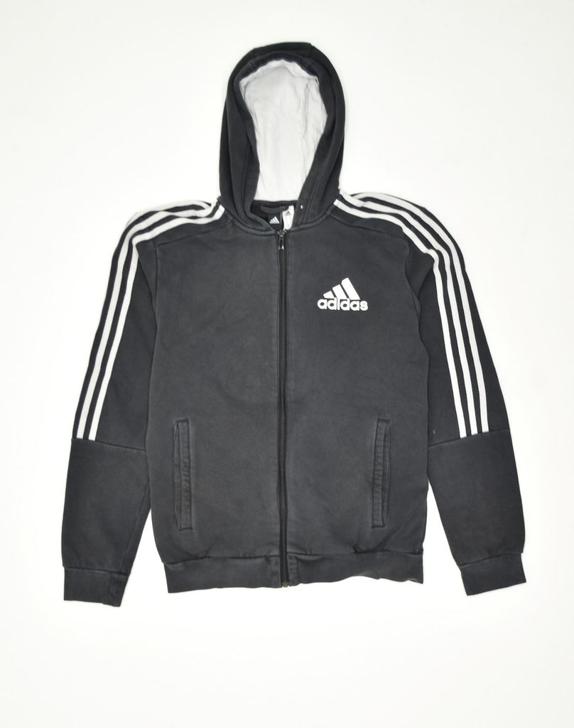 ADIDAS Mens Zip Hoodie Sweater Small Black Cotton | Vintage | Thrift | Second-Hand | Used Clothing | Messina Hembry 