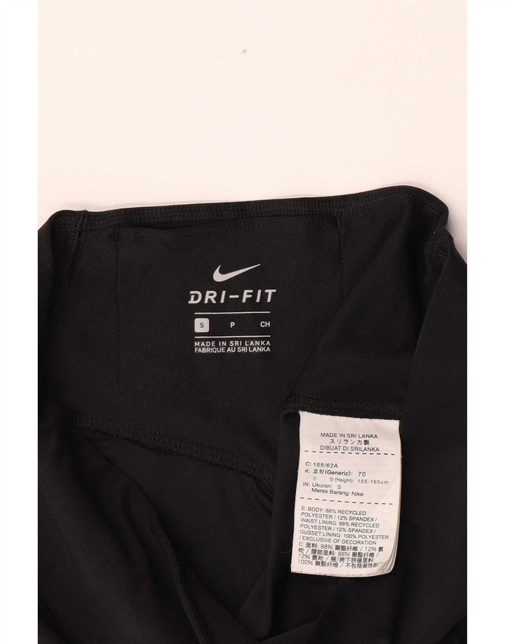 Nike Womens Dri Fit Graphic Leggings UK 10 Small Black Polyester