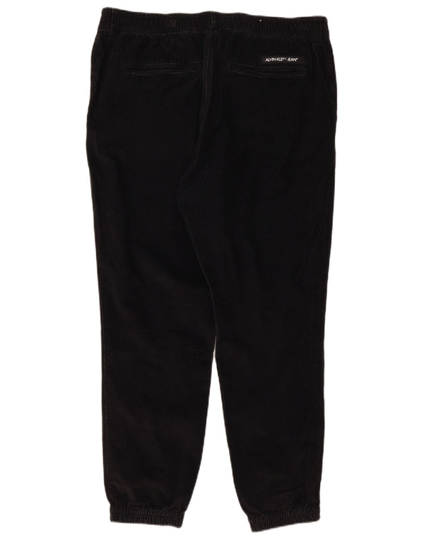 Calvin Klein Mens Joggers Corduroy Trousers Large W36 L28 Black Cotton