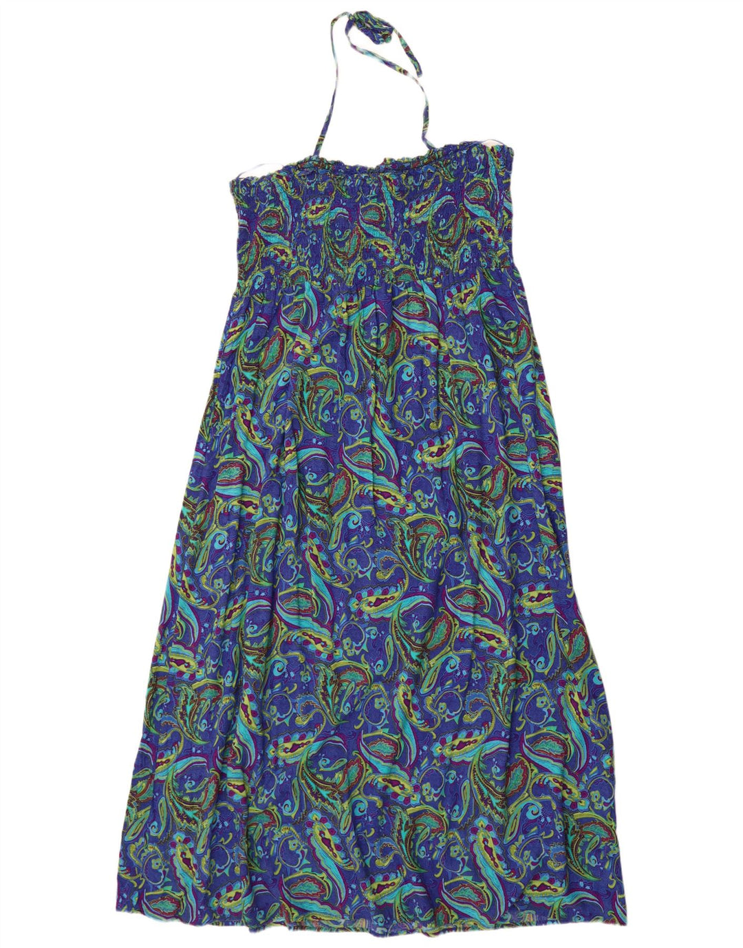 Marks & Spencer Womens Halter Dress UK 22 3XL Blue Paisley Viscose