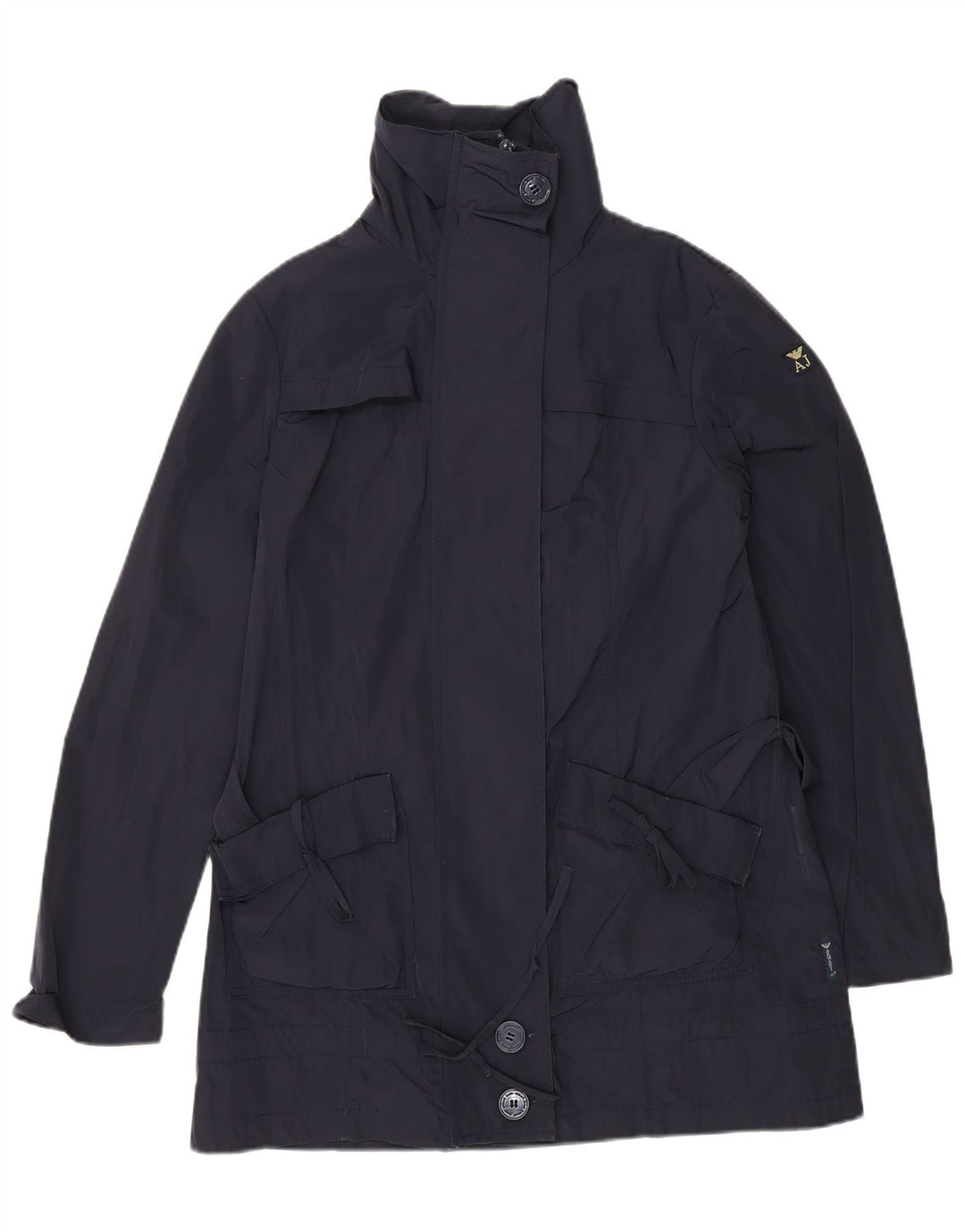 ARMANI JEANS Womens Trench Coat US 6 Medium Navy Blue Polyester