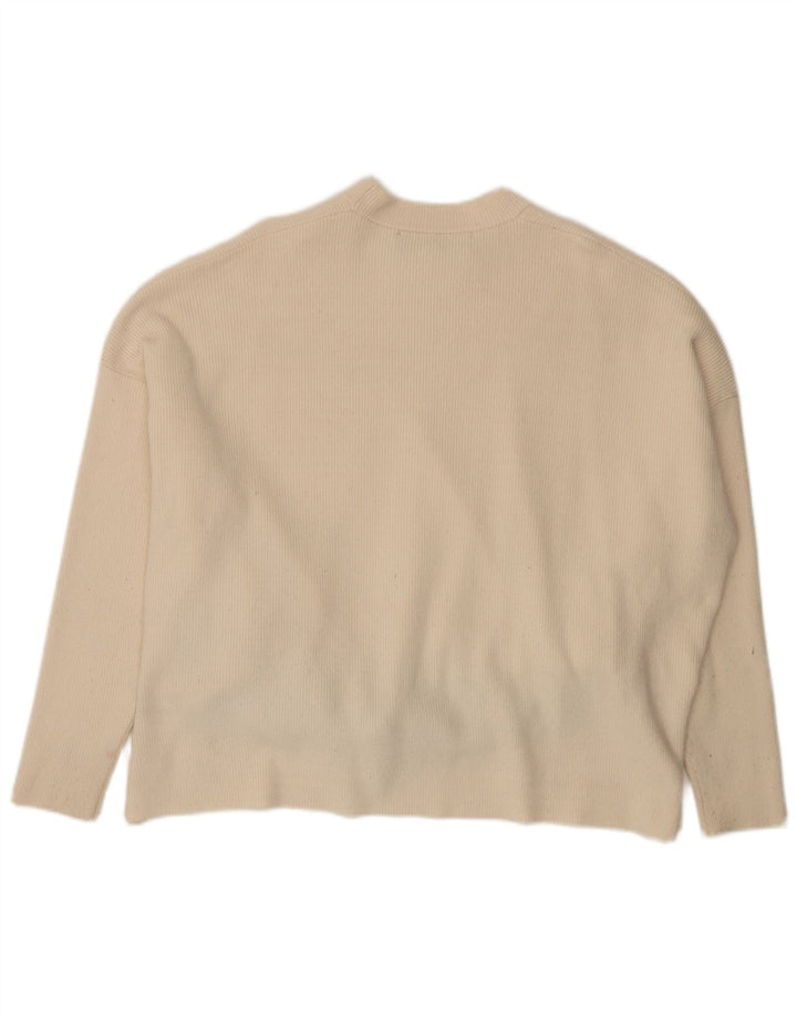 Zara Womens Oversized Crew Neck Jumper Sweater UK 10 Small White Viscose