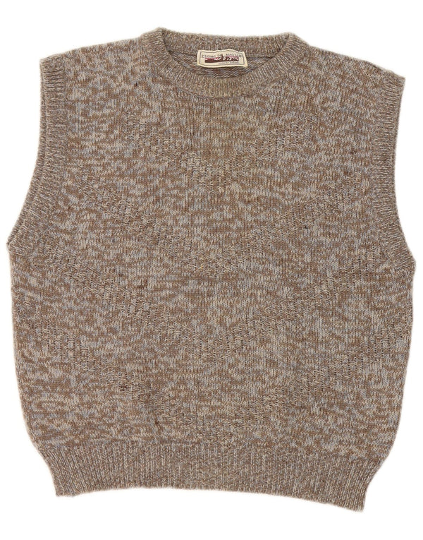 Vintage Mens Vest Tank Top XS Grey Flecked Wool