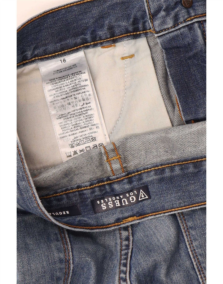Guess Boys Distressed Regular Fit Straight Jeans 15-16 Years W32 L33 Blue