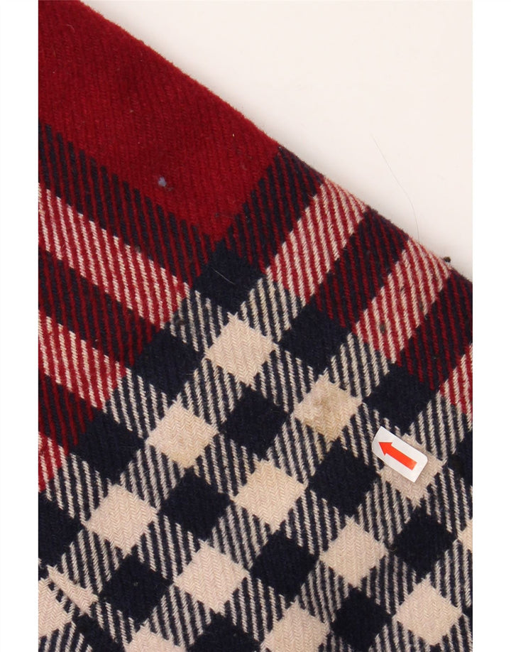 BENETTON Womens Hooded Overcoat UK 18 XL Red Plaid Wool