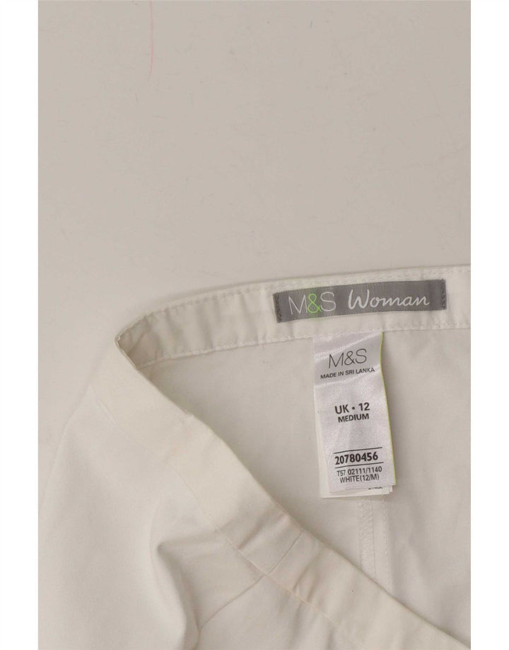 Marks & Spencer Womens Capri Trousers UK 12 Medium W30 L21 White Cotton