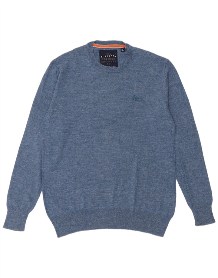 Superdry Mens Crew Neck Jumper Sweater 2XL Blue Cotton