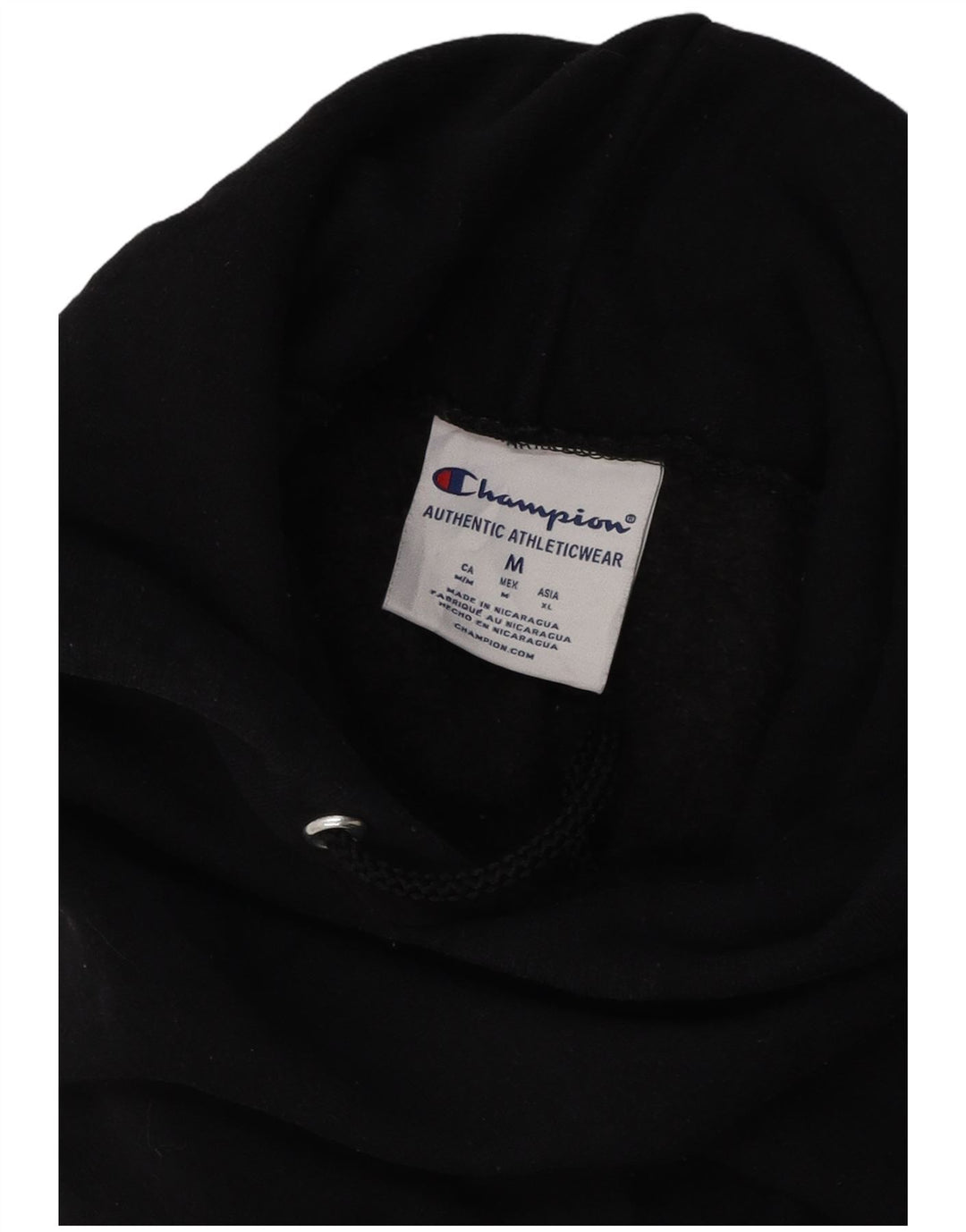 CHAMPION Mens Graphic Hoodie Jumper Medium Black Cotton