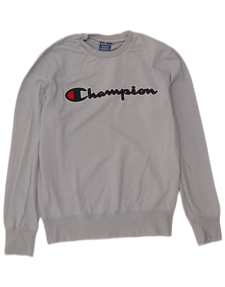 Champion Mens Graphic Sweatshirt Jumper Medium Blue Cotton
