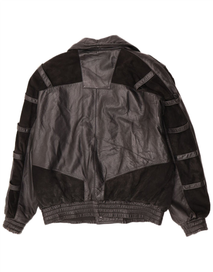 Vintage Mens Bomber Leather Jacket UK 40 Large Black