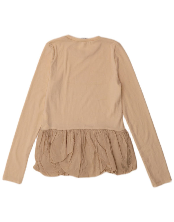 Zara Womens Top Long Sleeve UK 12 Medium Beige Polyester