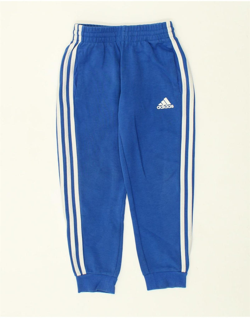 ADIDAS Boys Graphic Tracksuit Trousers Joggers 7-8 Years Blue Cotton | Vintage Adidas | Thrift | Second-Hand Adidas | Used Clothing | Messina Hembry 