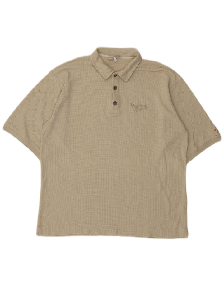 Reebok Mens Polo Shirt Large Beige Cotton