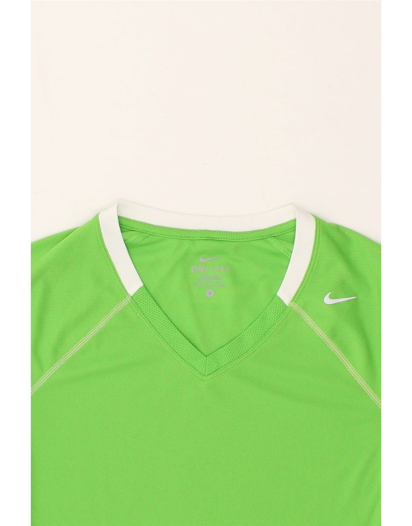 NIKE Womens Dri Fit T-Shirt Top UK 10 Small Green Polyester | Vintage Nike | Thrift | Second-Hand Nike | Used Clothing | Messina Hembry 