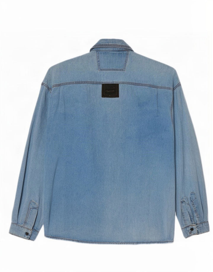 Vintage Mens Denim Shirt Large Blue Colourblock