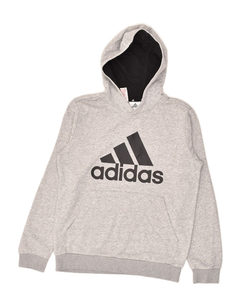 ADIDAS Boys Graphic Hoodie Jumper 13-14 Years Grey Cotton | Vintage Adidas | Thrift | Second-Hand Adidas | Used Clothing | Messina Hembry 