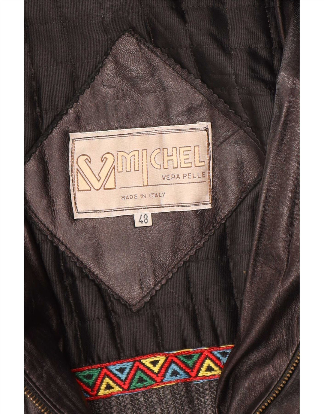 Michel Mens Leather Coat IT 48 Medium Black