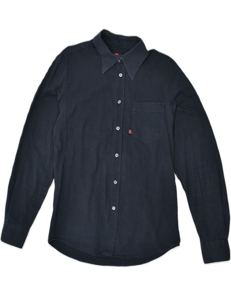 DOLCE & GABBANA Mens Shirt IT 50 Medium Navy Blue Cotton | Vintage | Thrift | Second-Hand | Used Clothing | Messina Hembry 