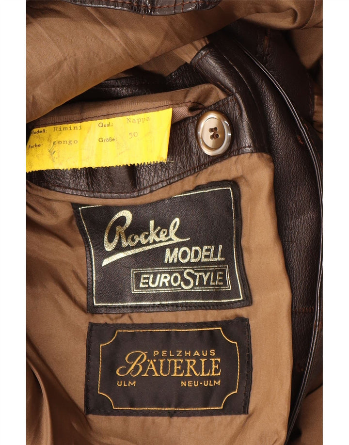 Vintage Womens Leather Jacket IT 50 XL Brown Leather