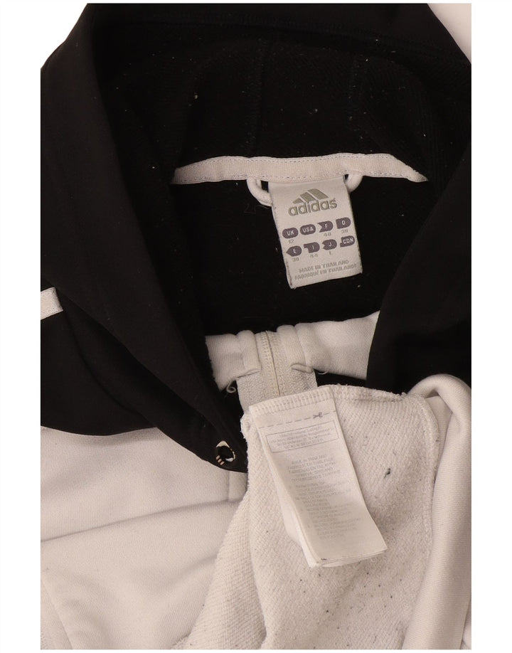 Adidas Womens Zip Hoodie Sweater UK 12 Medium Black Colourblock Polyester