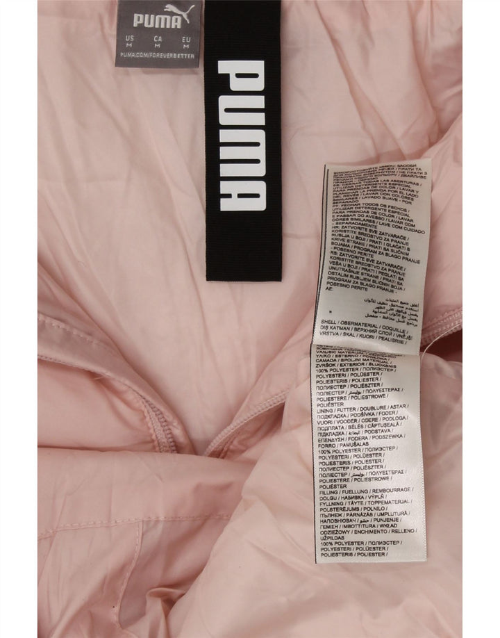 Puma Womens Hooded Padded Jacket UK 14 Medium Pink Polyester