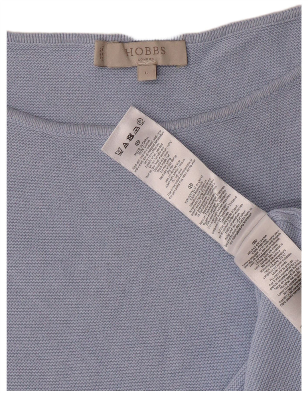 Hobbs Womens Boat Neck Jumper Sweater UK 16 Large Blue Cotton Classic